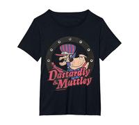 Wacky Races Dastardly & Mutley Circle Camiseta, Mujer Tallas Grandes, Negro, 3XL Grande