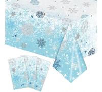 Wadada Christmas Tablecloth, Blue & White Snowflake 54"x108" Disposable Plastic Rectangular Waterproof Table Cover for Holiday Party New Arrival