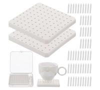 Wadakada 2 Almohadillas Refractarias de Cerámica, Tapetes de Cocción de Cerámica con 120 Clavos de Soporte para Zancos de Horno, Reutilizables para Aficionados A la Cerámica