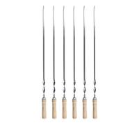 Wadakada 6 Piezas 55 Cm Brochetas para Barbacoa Manejar Shish Kebab Barbacoa Parrilla de Madera de Barbacoa Tenedor de Acero Inoxidable Al Aire Libre Aguja de Parrilla