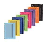 Wadakada 8 Piezas de 3 Anillos con Cremallera, Estuche para LáPices de Tela Colorida, Estuche Resistente y Duradero con Ventana Transparente