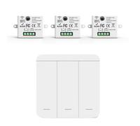 Wadakada Interruptor de Pared de Luz Inalámbrico de 3 Piezas, Receptor de Relé de 433 Mhz con 1 X 3 Bandas Interruptor de Panel, Control Remoto LED para Lámpara LED