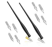 Wadakada Juego de 10 Plumas de Inmersión de Caligrafía Oblicua, Juego de Puntas de Cómic, Pluma de Escritura, Soporte para Bolígrafo de Dibujo 2 en 1 con Puntas de 8 Piezas