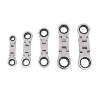 Wadakada Juego de Llaves Combinadas de Trinquete Rechoncho y Cabeza Flexible de 5 Piezas, Juego de Minillaves, Cabeza Flexible con Extremo de Caja Doble, Juego de Minillaves