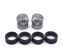 Wadakada Juego de NeumáTicos de Goma con Llanta de Rueda de Metal para 284131 K969 K989 P929 Mini-Z Mini-Q Mini-D IW04M 1/28 Piezas de ActualizacióN de Coche RC, 4
