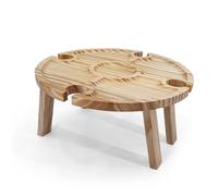 Wadakada Mesa de Picnic Plegable de Madera para Exteriores, Estante Portátil 2 en 1 para Copas de Vino, Escritorio Plegable, Estante para Copas de Vino, Mesa, Bandeja de Picnic