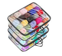 Wadakada Paquete de 3 Bolsas Transparentes para Guardar Hilo. Bolsa Organizadora para Guardar Agujas de Tejer, Ganchillo, Ovillos y Más.