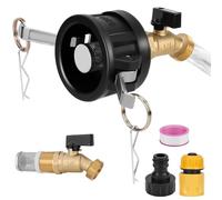 WADEO Adaptador de contenedor IBC para contenedor IBC de 275-330 galones, con grifo de latón (entrada NPT de rosca hembra de 3/4" × salida GHT de 3/4") y conector rápido para manguera de jardín