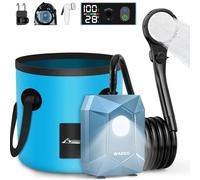 WADEO Ducha portátil para Acampada con Bomba y depósito de Agua, Bomba de Ducha para Acampada con iluminación, Set de Ducha para Acampada con lámpara para Senderismo, Viajes y excursiones