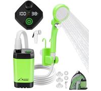 WADEO Ducha Portátil para Acampar, Ducha Móvil para Exteriores con Pantalla Digital Inteligente y Cabezal de Ducha, Ideal para Acampar, Viajar, Duchas para Perros y Lavar Autos (Tipo C, Verde)