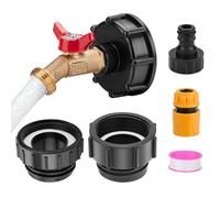 WADEO IBC Tote Fittings, IBC Tote Tank Adapter 2.45 pulgadas de rosca fina a 1/2 pulgadas latón manguera grifo válvula para conector de manguera de jardín