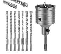 WADEO Juego de 7 Puntas SDS Plus de 160mm + Sierras de Copa Ø68mm, Puntas para Albañilería en Metal Duro, para Hormigón, Ladrillo, Piedra - Accesorios Profesionales para Taladros
