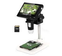 WADEO Microscopio Digital LCD de 4,3 Microscopio Portátil con Vista de PC 1000X, Incluye Tarjeta de 32 GB, con 8 LED y Soporte metálico, Compatible con MacOS y Windows, para Trabajos Reparaciones