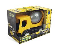 Wader 35363 35363-Tech Truck - Hormigonera con Tambor Giratorio y Ejes de Acero robustos, Aprox. 26 x 14,5 x 19 cm, Color Amarillo, a Partir de 12 Meses