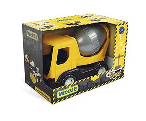 Wader 35363 35363-Tech Truck - Hormigonera con Tambor Giratorio y Ejes de Acero robustos, Aprox. 26 x 14,5 x 19 cm, Color Amarillo, a Partir de 12 Meses