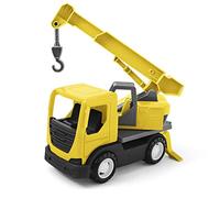 Wader 35367 - Camión Tech Truck con grúa, Gancho, Accesorio Giratorio y Ejes de Acero estables, Aprox. 31 x 14,5 x 19 cm, Amarillo, a Partir de 12 Meses, Juegos creativos
