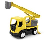 Wader 35368 - Camión Tech Truck con grúa, Cesta de Personas, Accesorio Giratorio y Ejes de Acero estables, Aprox. 31 x 14,5 x 19 cm, Amarillo, a Partir de 12 Meses, Juegos