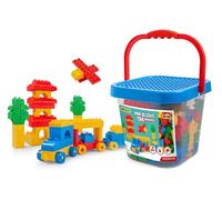 Wader 41340 - Bloques de construcción Mini Blocks en Cubo Grande, 134 Bloques de construcción y Tapa de Juego, para niños a Partir de 3 años, Adecuado como Regalo para el Juego Creativo