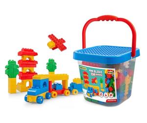 Wader 41340 - Bloques de construcción Mini Blocks en Cubo Grande, 134 Bloques de construcción y Tapa de Juego, para niños a Partir de 3 años, Adecuado como Regalo para el Juego Creativo