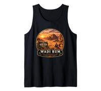 Wadi Rum Jordan Vintage Sunset Viaje Diseño Camiseta sin Mangas
