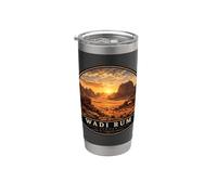 Wadi Rum Jordan Vintage Sunset Viaje Diseño Vaso térmico de acero inoxidable de doble pared