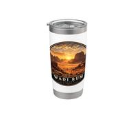 Wadi Rum Jordan Vintage Sunset Viaje Diseño Vaso térmico de acero inoxidable de doble pared