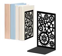 WADORN 1 par de sujetalibros decorativos de metal para estanterías sujetalibros robustos sujetalibros antideslizantes modernos sujetalibros negros para escritorio estantería 12 x 9 x 18 cm