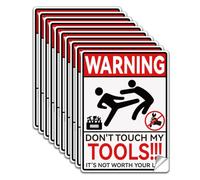 WADORN 10 calcomanías con texto en inglés "Don't Touch My Tools", de PVC, impermeables, no vale la pena tu vida, calcomanías de advertencia para el lugar de trabajo, negocios, letrero autoadhesivo