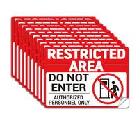 WADORN 10 calcomanías de letrero de área restringida, PVC impermeable con texto en inglés "Do Not Enter Authorized Personnel Only", calcomanías para negocios, tiendas, etiquetas autoadhesivas para