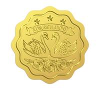WADORN 100 pegatinas de 5 cm para sellos de cisnes en lámina dorada, sello de cisne dorado en relieve, sellos autoadhesivos, etiquetas redondas doradas para tarjetas de invitación de boda
