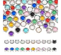 Wadorn 100 unidades 10 colores perlas para garras de latón y pedrería, clavos con cabeza de cristal, clavos, tendencias de diamante, puntas, redondas, diamantes de imitación de cristal garras remaches
