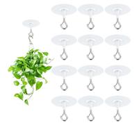 WADORN 12 ganchos de techo autoadhesivos, de acero inoxidable, resistentes, sin taladro, redondos, adhesivos, impermeables, para el hogar, oficina, plantas, campanillas de viento ligero, decoración de