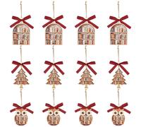 WADORN 12 piezas 3 estilos libro librería Navidad joyas | De madera, Árbol De Navidad Decoración De La Joyería Regalo, Colgante Fiesta Decoración Para Librería, Media De Relleno