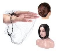 WADORN 120 piezas de red invisible de nailon para cabello largo, malla elástica negra, gorras de peluca invisibles, redondas, 11 45 cm de diámetro para mujeres pelucas de hombre, ballet, danza, moño