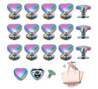 WADORN 14 juegos de remaches de decoración en forma de corazón, remaches de 10 mm de arco iris para manualidades, remaches rápidos de metal para cinturones, bolsos, zapatos, ropa, accesorios de
