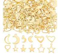 WADORN 170 colgantes en forma de corazón con estrella luna, 12 estilo Ramadán Estrella Colgantes colgantes de media luna Charms de acero inoxidable colgantes románticos para suministros para la