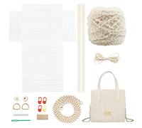 WADORN 18 Uds. Kit de Bolsas de Ganchillo para Tejer Diy, Bolsa Tejida A Mano, Malla de Punto de Cruz, Juego de Sábanas de Lona de Plástico, Kit de Bordado, Material de Artesanía, Beige