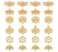 WADORN 180 piezas de 6 estilos de eslabones de filigrana vintage, tibetano antiguo candelabro de aleación, aretes colgantes de aleación, componentes de conector, flor mariposa nube, colgante hueco