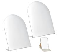 WADORN 2 espejos de mesa de pie con 1 mini espejo plegable de acrílico de un solo lado para tocador, cristal de escritorio para el hogar, dormitorio de estudiantes, para maquillarse, afeitarse arco