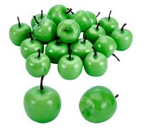 WADORN 20 mini manzanas artificiales, 1.42 pulgadas, adornos de manzanas falsas verdes, decoración de Navidad, simulación realista para el hogar, mesa, fiesta, fotografía decoración
