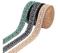 WADORN 3 colores 7/8 pulgadas Jacquard cinta Trim, 5 yardas Boho bordado encaje Trim Vintage Geométrico tejido cinta Bies cinta DIY ropa sombrero paja bolsa costura artesanía accesorios decoración Navidad