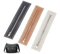 WADORN 3 Colors PU Leather Zipper for Sewing, 10.6 Inch/27cm Length Handbag Metal Separating Zippers Frames Bags Accessories for Knitting Crochet Bags DIY Shoulder Purse Making Sewing Craft Projects