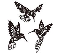 WADORN 3 estilos de decoración de pared de colibrí de metal, arte de pared con temática de pájaros, letreros decorativos para el hogar, arte moderno, estatuas de colibrí para baño, sala de estar,