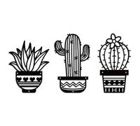 WADORN 3 estilos de decoración de pared de metal de cactus, silueta rústica de plantas naturales, arte de pared negro, moderno, minimalista, decoración del hogar para el hogar, sala de estar, baño