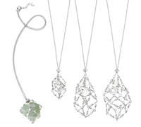 WADORN 3 porta collar con jaula de cristal, soporte para collar de piedras preciosas de latón, longitud ajustable, para joyas artesanales de mujer y hombre, platino