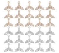 WADORN 40 dijes de cola de sirena, 2 colores en forma de cola de ballena, colgantes de aleación de diamantes de imitación, dije de sirena para hacer joyas, dijes de plata y oro para aretes, pulseras