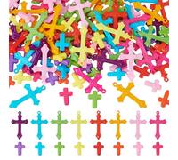 WADORN 480 cuentas de cruz de 2 estilos, 8 colores, acrílico de cruz, cuentas sueltas de Pascua para collares, aretes, pulseras, joyería, Pascua, Eid Mubarak, Ramadán, vacaciones, decoración de