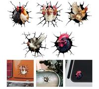 WADORN 5 piezas 3D pegatinas de vinilo con diseño de pollo para coche gallo animal grieta coche pegatinas para la decoración del vehículo divertido gallo impermeable auto pegatinas de vinilo para