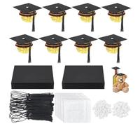 WADORN 50 juegos de tapas de graduación para cupcakes 2026, decoraciones de gorra de graduación de 3.5 pulgadas con borla negra para decoraciones de fiesta de graduación, graduación, celebración