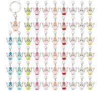 WADORN 60 dijes de ala de ángel de 10 colores, cuentas de ángel acrílicas coloridas, cuentas de corazón de hada guardiana, dijes de decoración con cierres de garra de aleación para manualidades